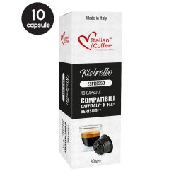 10 Capsule Italian Coffee Espresso Ristretto - Compatibile Cafissimo / Caffitaly / BeanZ