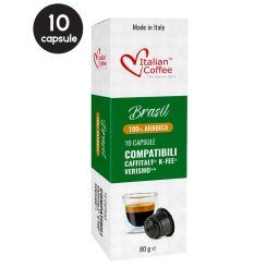 10 Capsule Italian Coffee Brasil Arabica- Compatibile Cafissimo / Caffitaly / BeanZ