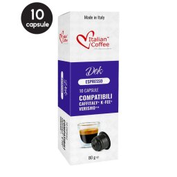 10 Capsule Italian Coffee Espresso Dek - Compatibile Cafissimo / Caffitaly / BeanZ