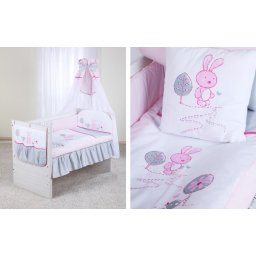 Set lenjerie 4 piese Little Bunny gri-pink