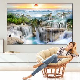 Tablou Canvas Peisaj Fabulos cu Cascade BES121 (Dimensiune LxH: 150x100cm)