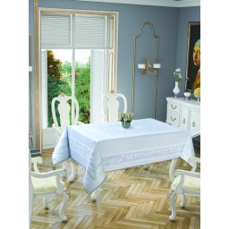 Față de masă impermeabila Valentini Bianco, Model Jackline Olive, 160x220 cm, culoare Alb