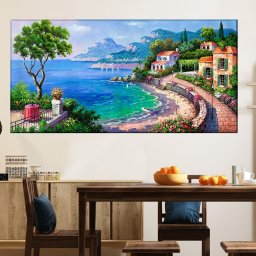 Tablou Canvas Peisaj Mediteranean TPP36 (Dimensiune LxH: 160x80cm)
