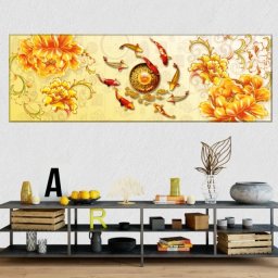 Tablou 9 Pesti Crap Koi Feng Shui OPO11 (Dimensiune LxH: 90x30cm)