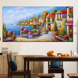 Tablou Canvas Peisaj Mediteranean TPP34 (Dimensiune LxH: 80x40cm)