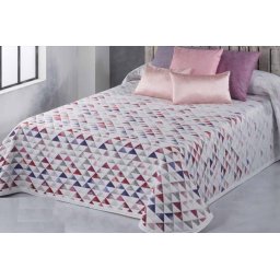 Set Cuvertura cu doua fete de perna, Matlasata, Reversibila, Rafael, 220x240 cm, geometric, Lila