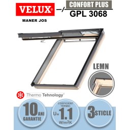 Fereastra mansarda VELUX GPL 3068, dubla deschidere, lemn de pin, 3 sticle