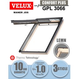 Fereastra mansarda VELUX GPL 3066, dubla deschidere, lemn de pin, 3 sticle