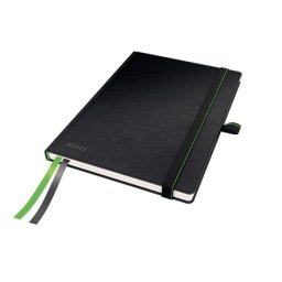 Caiet de birou Leitz Complete, coperta dura, FSC, reciclabil, A5, 80 coli, dictando, negru