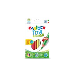 Creioane colorate, hexagonale, 12 culori/cutie, CARIOCA Tita Maxi