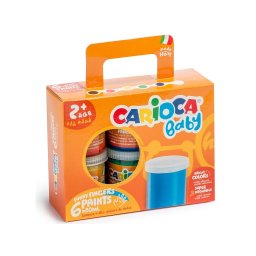 Tempera lavabila, pentru pictura cu mana, 6 culori x 80ml/set, CARIOCA Baby Finger Paint 2+