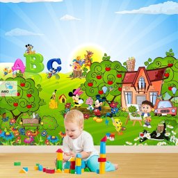Fototapet Camere pentru Copii, Mickey si Prietenii CG1 (Alege materialul: : Autocolant Perete Laminat Mat, MP: 1 mp)