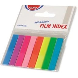 Index plastic autoadeziv 8 x 45 mm neon, 8 culori