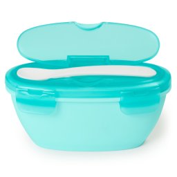 Set de calatorie pentru hranire (bol + lingurita) - Soft turcoaz