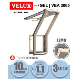Fereastra mansarda iesire terasa VELUX GEL VEA 3065, lemn de pin, 3 sticle