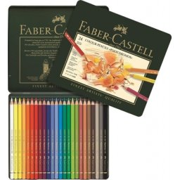 Creioane colorate Polychromos, cutie metal, 24 culori/set Faber-Castell