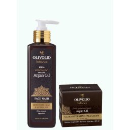 Set gel de curatare ten si crema de fata ultra hidratanta, cu ulei de argan
