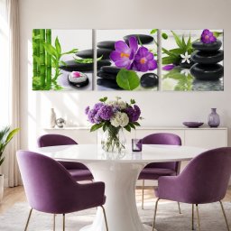 Multicanvas Bambus cu Pietre Vulcanice OPO37 (SET 3 TABLOURI CANVAS: 3x70x70cm)