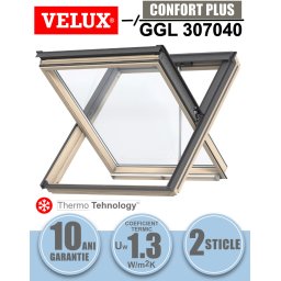 Fereastra mansarda VELUX GGL 307040, evacuare fum, lemn de pin, 2 sticle