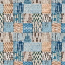 Fata de masa impermeabila Diametru140 cm Casa de bumbac,Ethnic, Model geometric, albastru si crem