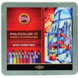 Creioane colorate Polycolor, cutie metal, 48 culori/set Koh-I-Noor