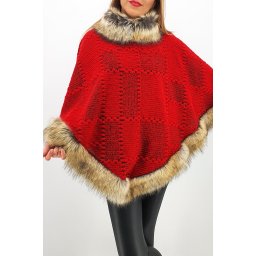 Poncho din lana cu blana 7