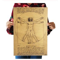 Poster roluit din hartie Leonardo Da Vinci, Vitruvian Man, vintage, 51x35 cm