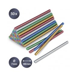 Set batoane cu sclipici de lipici fierbinte Trotec, 50 bucati, Ø 7 mm