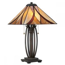 Veioză Tiffany Asheville, 2xE27, H:64 cm, cu doua intrerupatoare cu fir, QZ-ASHEVILLE-TL