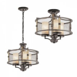 Candelabru Duo rustic Ahrendale, fier/lemn/sticla, D-45cm, H=42-231cm, KL-AHRENDALE3
