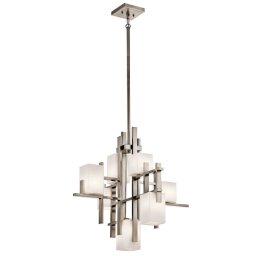 Candelabru living City Lights, nichel/alb, L:65cm, H:78-150cm, 280W, KL-CITY-LIGHTS7A