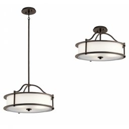 Semi-plafoniera/Pendul Kichler Emory, bronz, D:46cm, H:33-125cm, 3x100W, KL-EMORY-P-S-OZ
