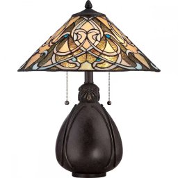 Veioză Tiffany Quoizel India, bronz, H:50cm, L:41cm, 2x75W-E27, QZ-INDIA-TL