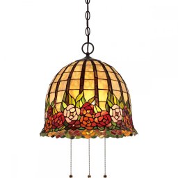 Lustră Tiffany Quoizel Rosecliffe, bronz, D:38cm, H:48-170cm, 3x100W-E27, QZ-ROSECLIFFE-P