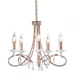 Lustră CHRISTINA, auriu argintiu, H:102.5cm, 5 becuri, CRT5-SILVER-GOLD