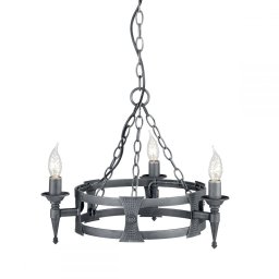 Lustră Saxon SAX3-BLK-SIL, D52cm, H46,5-96cm, 3 becuri E14, metal negru argintiu