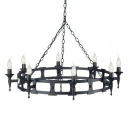 Candelabru Saxon SAX8-BLK, D90cm, H66-255cm, 8 becuri E14, metal negru