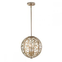Pendul Arabesque, argintiu patinat, D:35,6 cm, 3 becuri, FE-ARABESQUE3