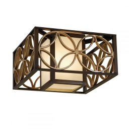 Plafonieră artistică REMY, bronz, H:23.5cm, 2 becuri, abajur organza, FE-REMY-F
