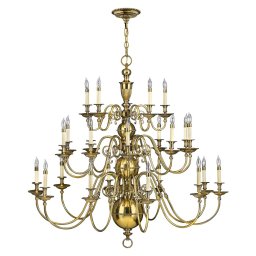 Candelabru salon și casa scării CAMBRIDGE, alamă, H:135-435cm, 25 becuri E14, HK-CAMBRIDGE25