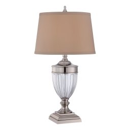 Veioză DENNISON, metal nichel, sticla, textil, H:80cm, D:43,2cm, QZ-DENNISON-PN
