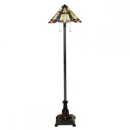 Lampadar INGLENOOK Tiffany, bronz, H:157.5cm, 2xE27, cu 2 intrerupatoare cu fir, QZ-INGLENOOK-FL