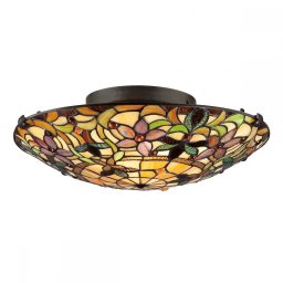 Plafonieră Tiffany KAMI, bronz, H:15.2cm, 2 becuri, QZ-KAMI-F