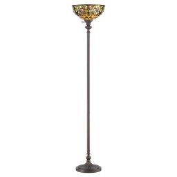 Lampadar Tiffany cu lumină orientata în sus KAMI, bronz, H:177.8cm, QZ-KAMI-UL