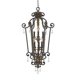 Candelabru casa scării și salon MARQUETTE, bronz auriu, H:115-358.2cm, 6 becuri, QZ-MARQUETTE6-B