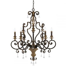 Candelabru salon și casa scării MARQUETTE, bronz auriu, H:113-356,9cm, 9 becuri, QZ-MARQUETTE9