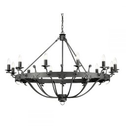Candelabru casa scării din fier forjat WINDSOR, grafit, H:112-408cm, 12xE14x60W, WINDSOR12-GR