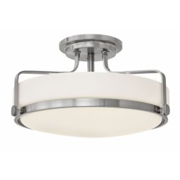 Plafoniera Harper, 3xE27, D45,6 cm, H25,3 cm, metal crom, sticlă opal