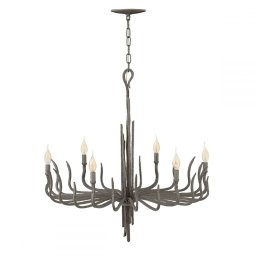 Candelabru casa scării fier forjat SPYRE, bronz metalic, H:85-385cm, 6xE14, HK-SPYRE6C-MMB