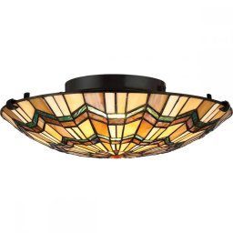 Plafonieră Tiffany ALCOTT, bronz, H:13.5cm, 2 becuri, QZ-ALCOTT-F